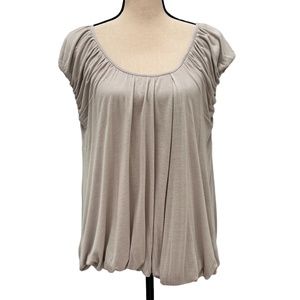 STELLA MCCARTNEY GRAY BUBBLE HEM SCOOP NECK LOOSE FIT BAMBU TUNIC TOP